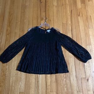 LC Lauren Conrad Black Lace Peekaboo Shoulder Shirt Size Small